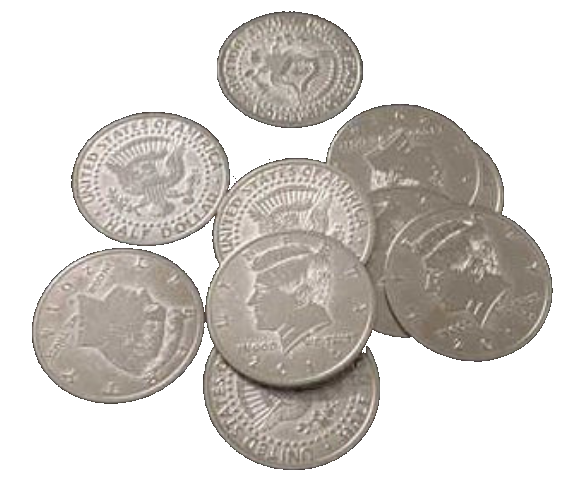 Monedas de medio dólar extrafinas (palming coin)